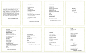 Two rows of four poems with a yellow outline