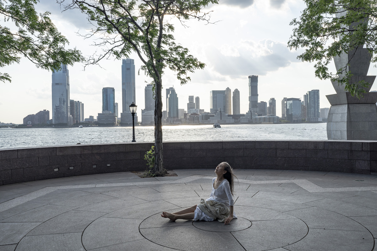 Eiko Otake at Belvedere Plaza, Battery Park City. Photo by William Johnston.