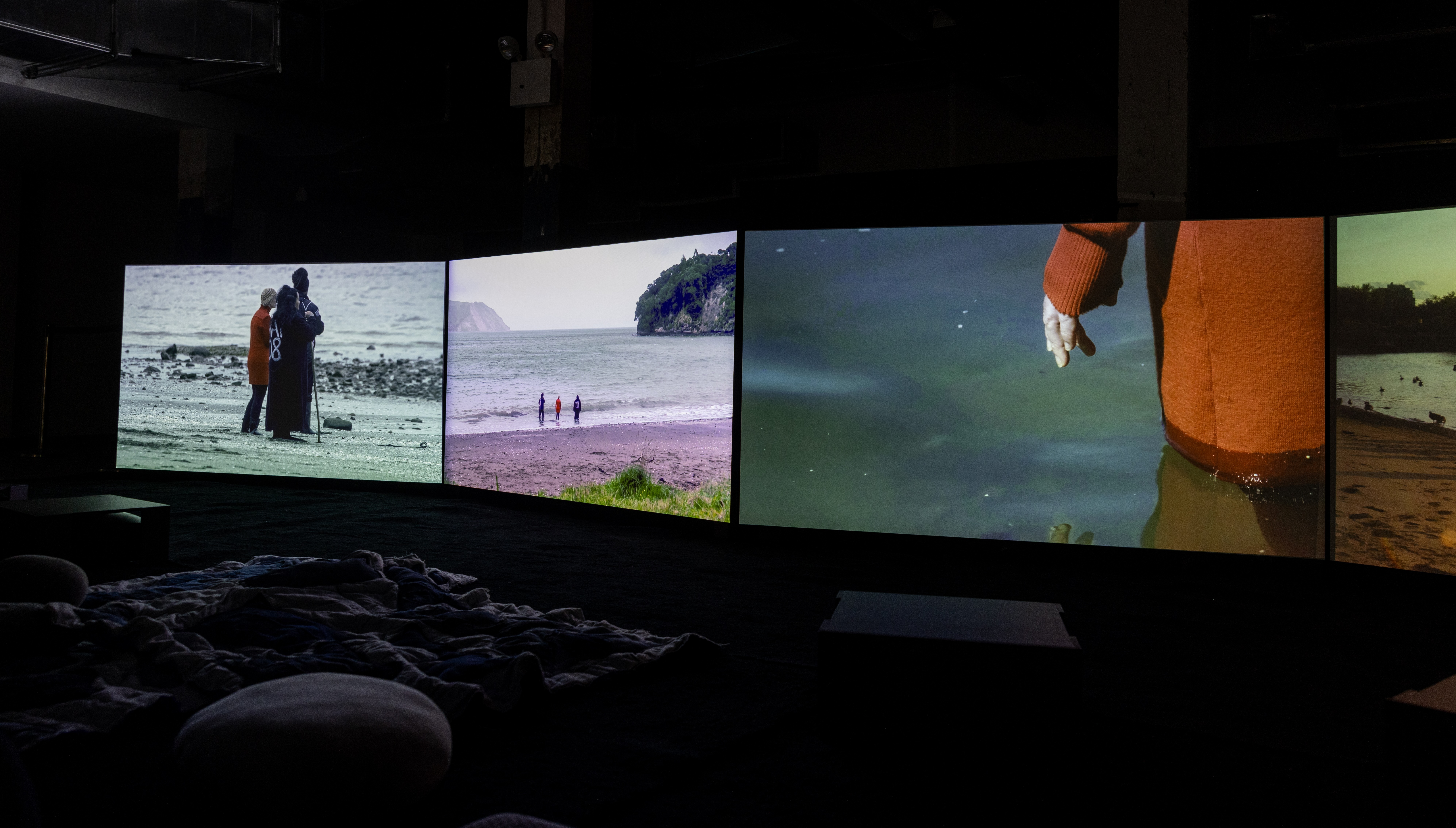 Installation view of Sarah Cameron Sunde, “36.5 / A Durational Performance with the Sea” (2013–22), Works on Water 2025 Triennial Exhibition at The Arts Center at Governors Island