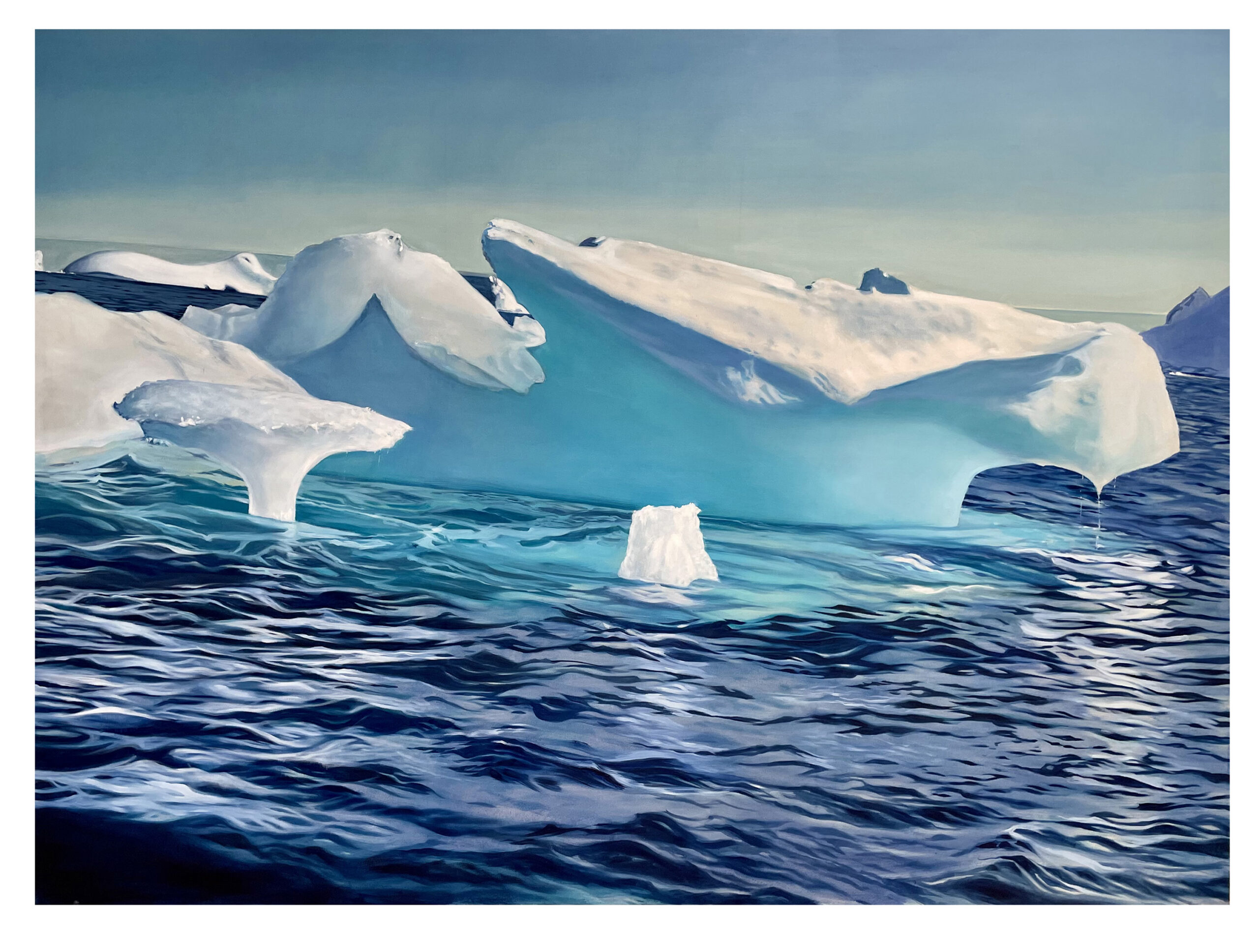 Approaching Kiatassuaq Island, 2025, oil on canvas, 75 x 102 inches