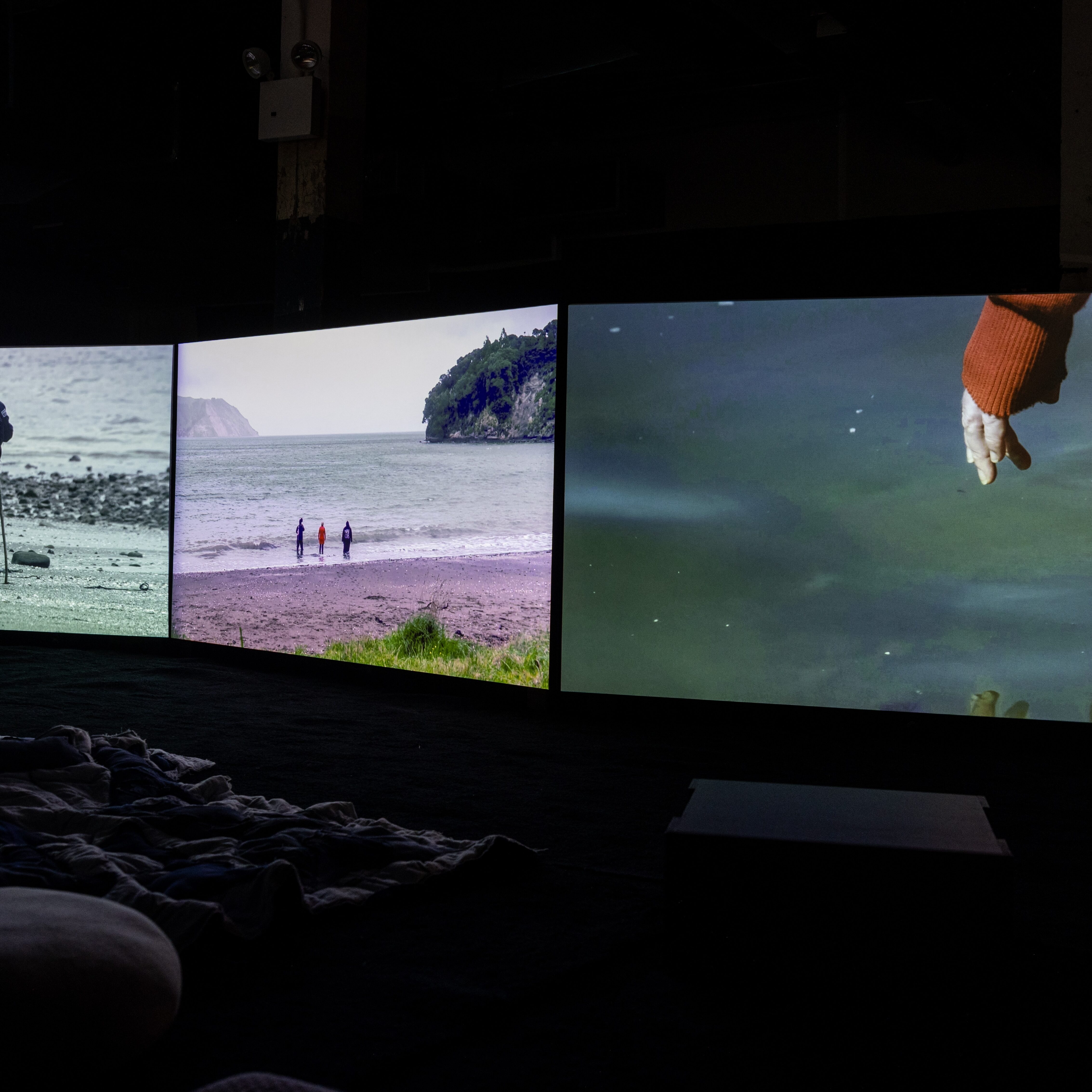 Installation view of Sarah Cameron Sunde, “36.5 / A Durational Performance with the Sea” (2013–22), Works on Water 2025 Triennial Exhibition at The Arts Center at Governors Island